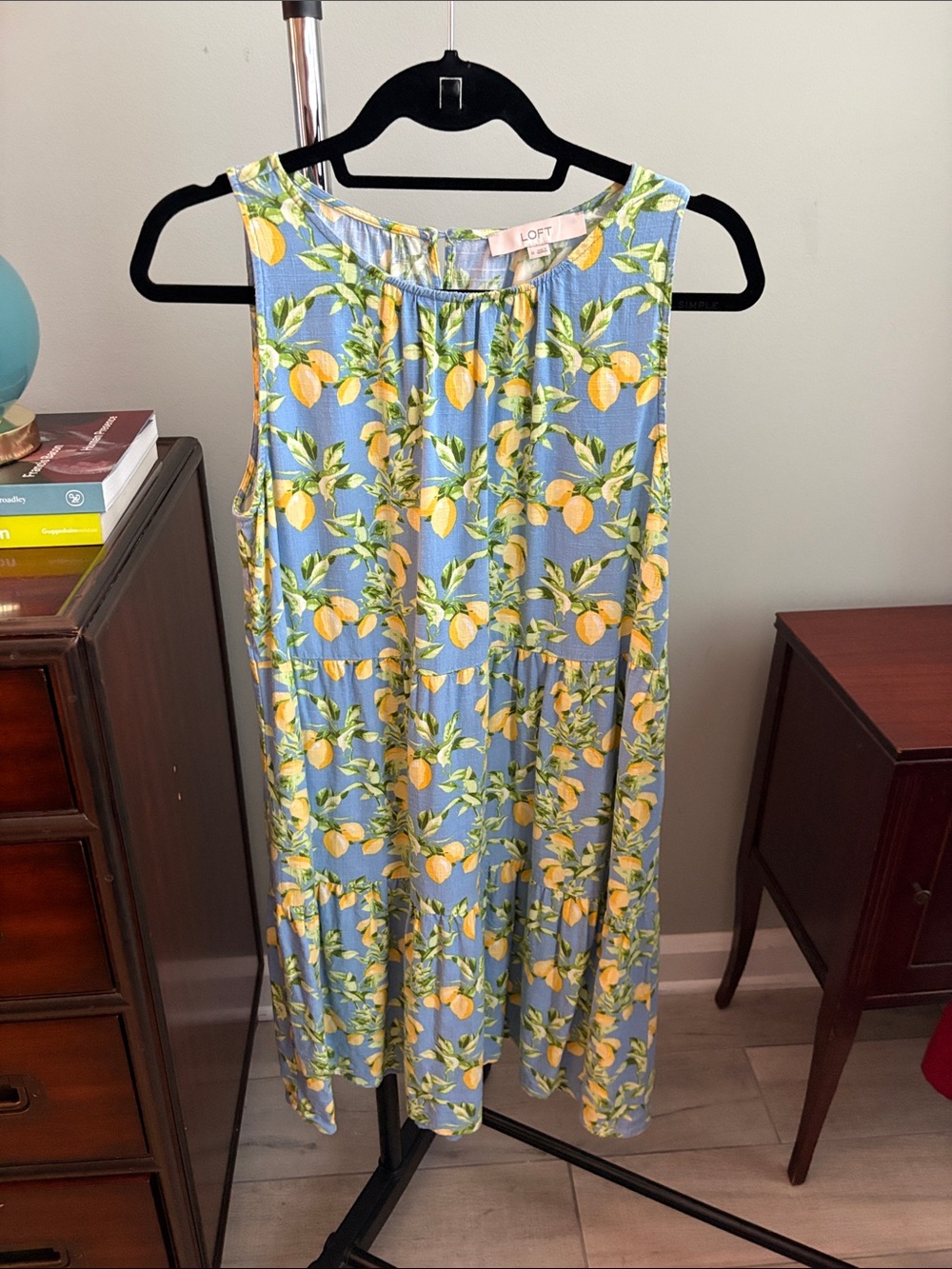 LOFT Blue Lemon-Print Sleeveless Sundress